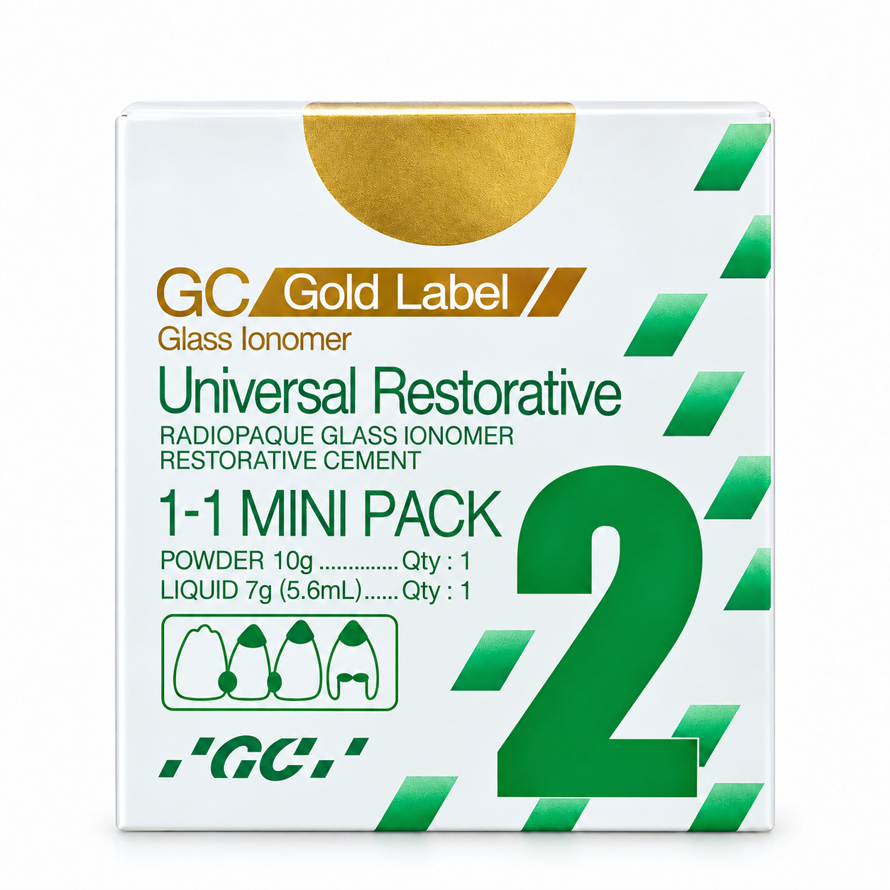 GC Gold Label 2 Restorative Glass Ionomer Cement - Mini Pack (10g Powder + 7g Liquid)