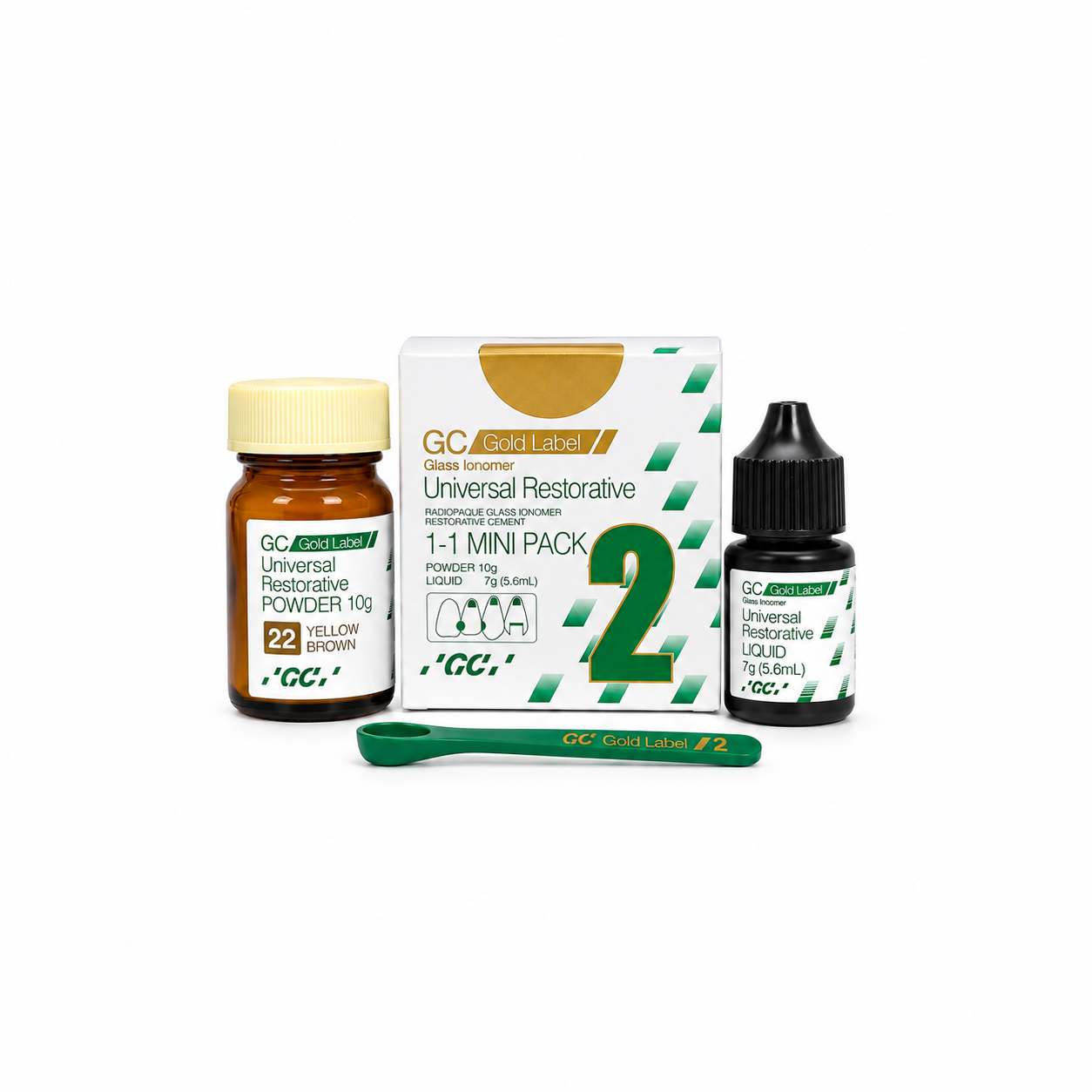 GC Gold Label 2 Restorative Glass Ionomer Cement - Mini Pack (10g Powder + 7g Liquid) - Image 2