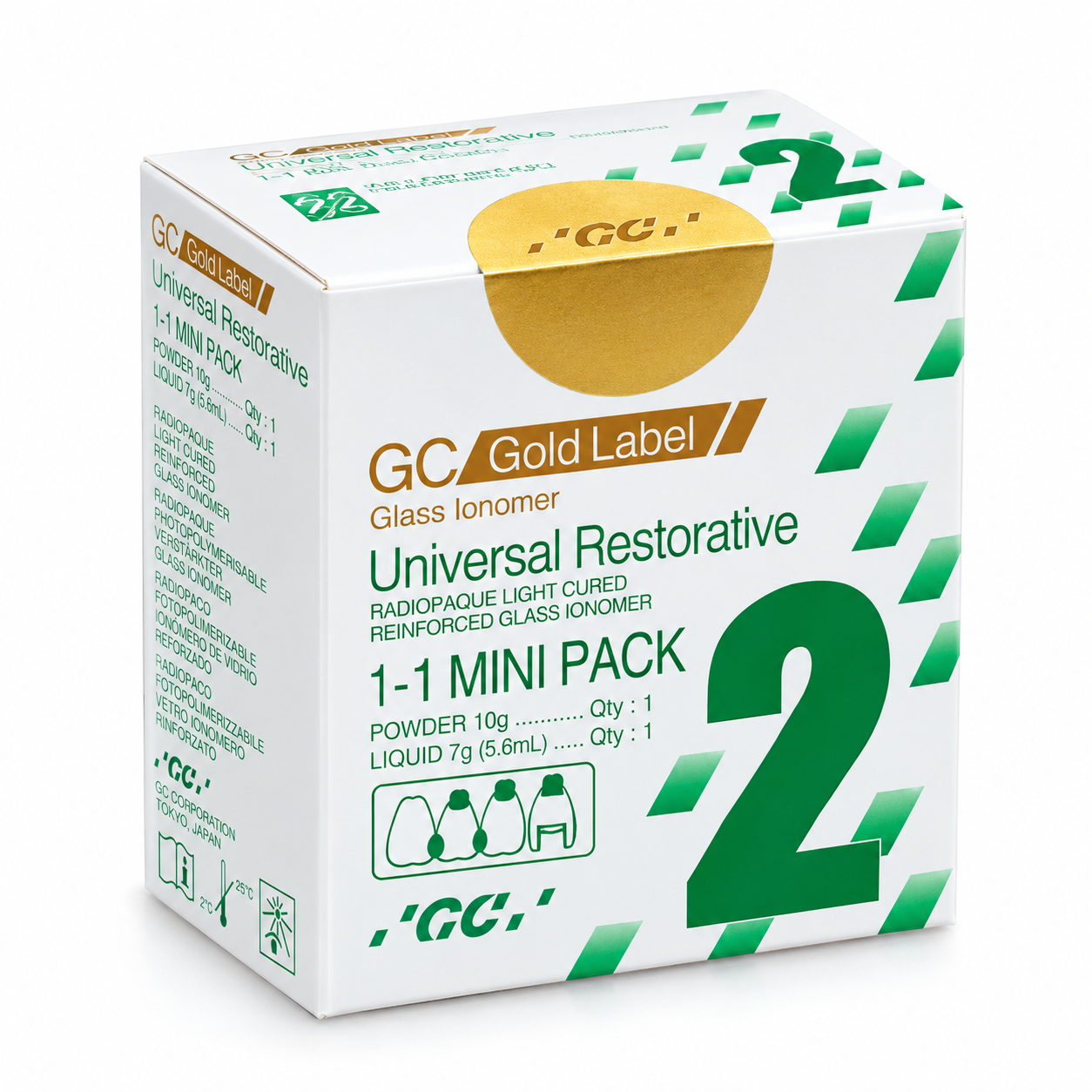 GC Gold Label 2 Restorative Glass Ionomer Cement - Mini Pack (10g Powder + 7g Liquid) - Image 3
