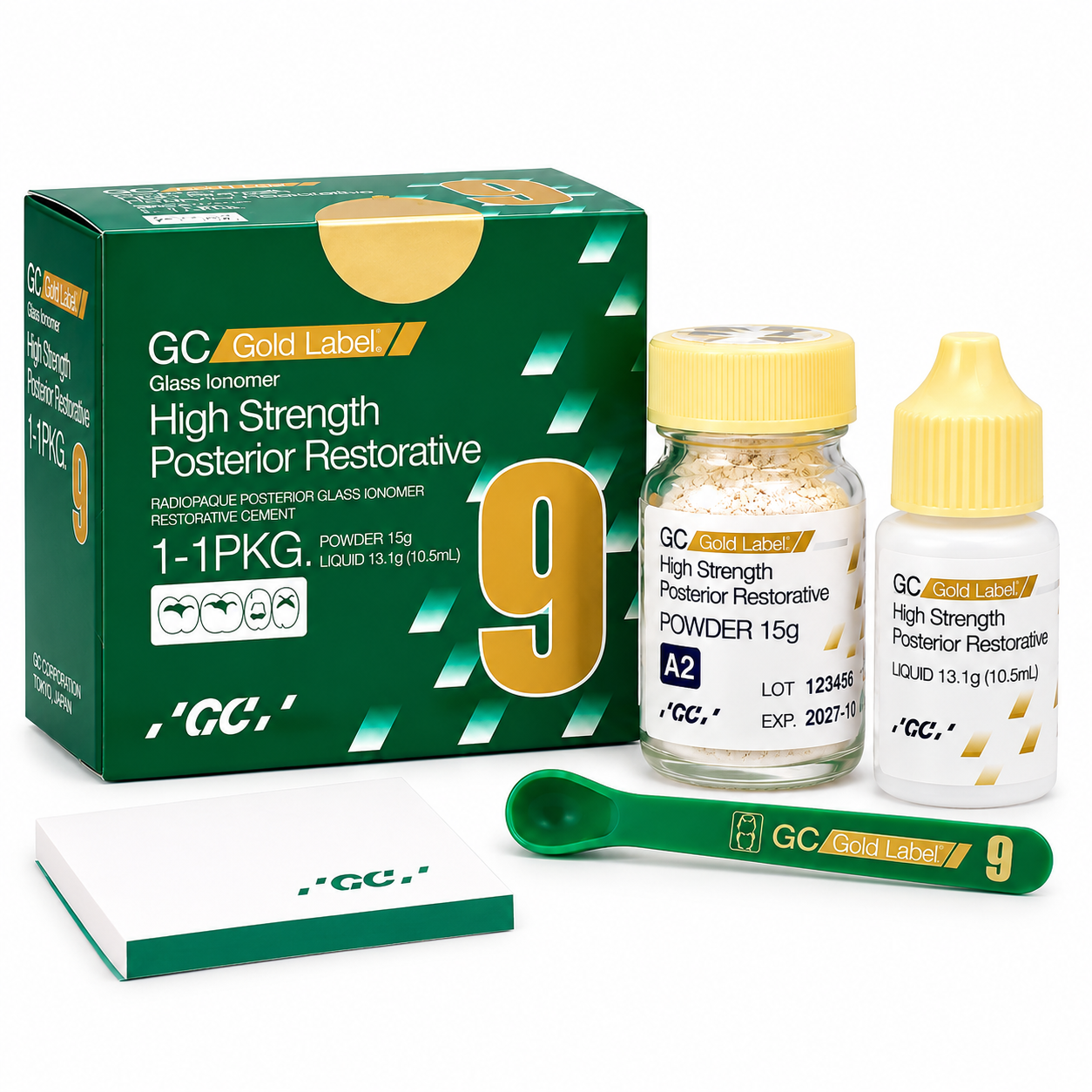 GC Gold Label 9 Posterior Restorative Glass Ionomer Cement - Big Pack ( 15g Powder + 13.1g Liquid) - Image 4