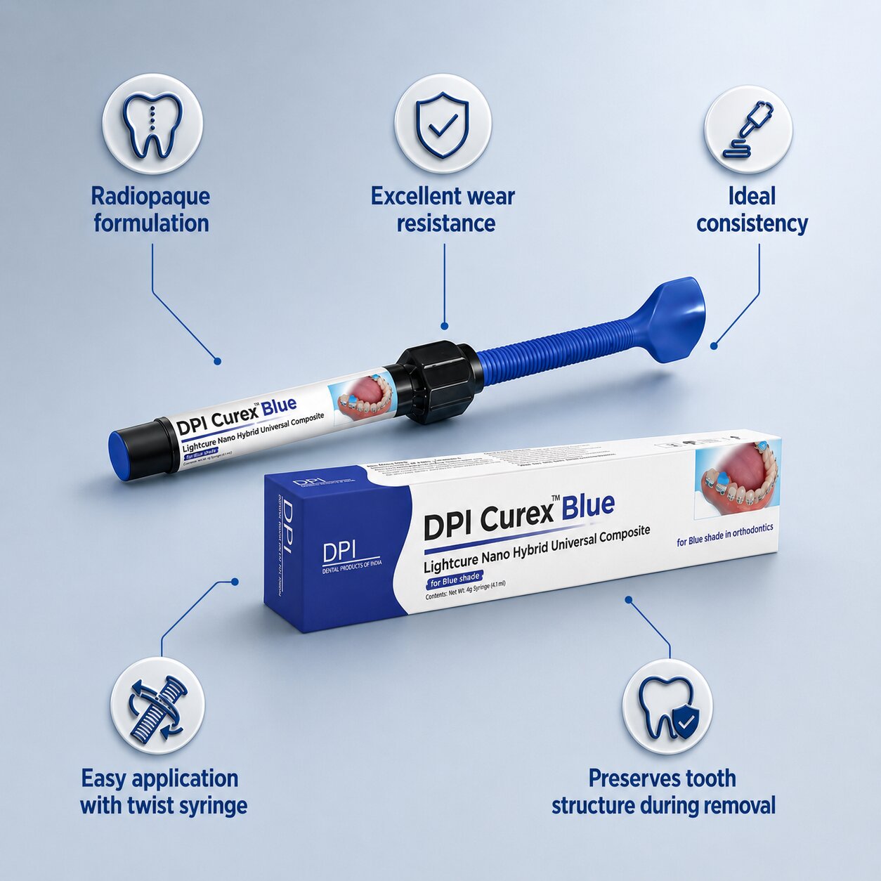 DPI Curex Blue Light Cure Nano Hybrid Universal Composite – 4g Syringe - Image 3