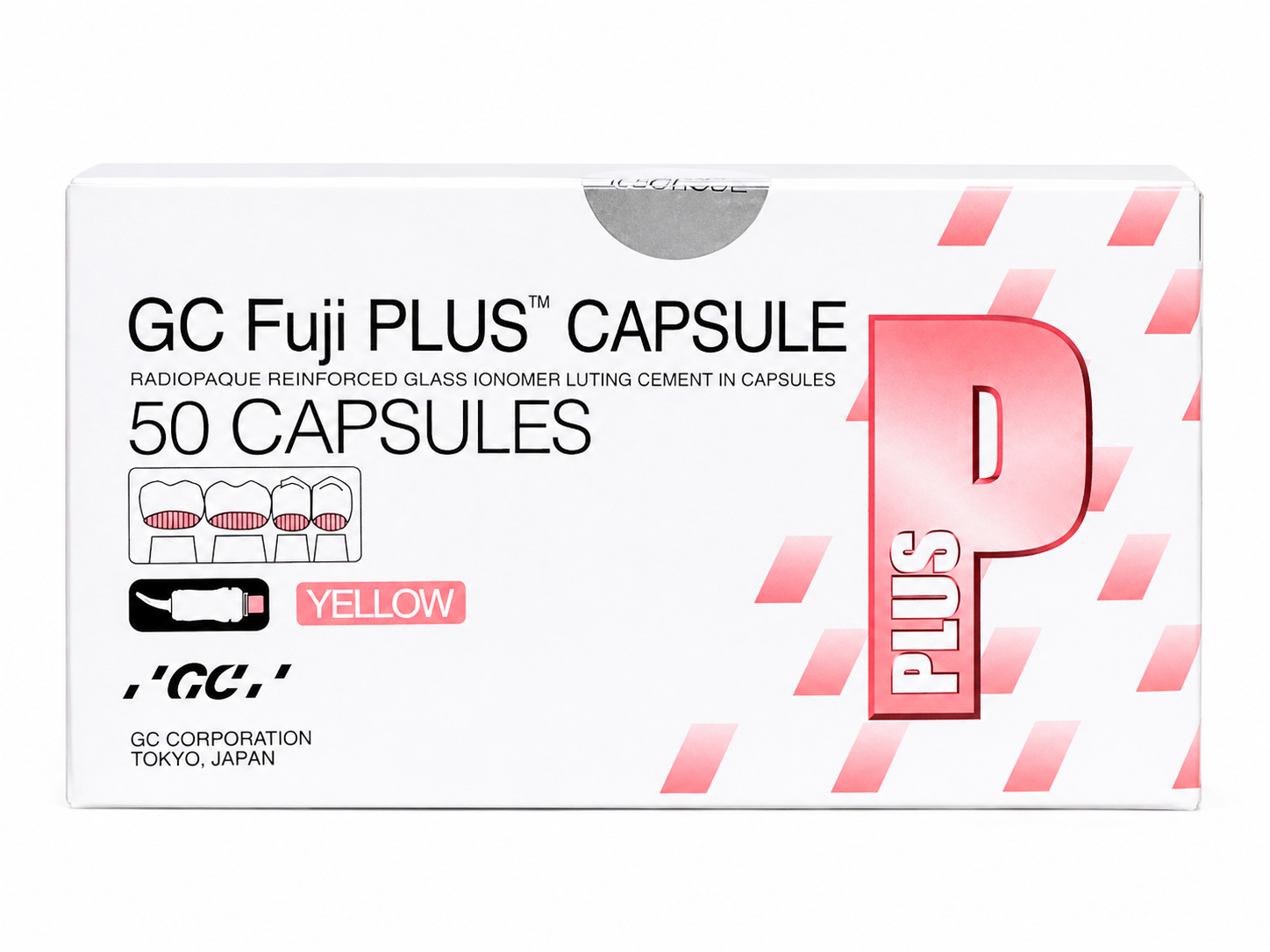 GC Fuji PLUS Capsules (Yellow)– Resin Reinforced Glass Ionomer Luting Cement, 50 Capsules