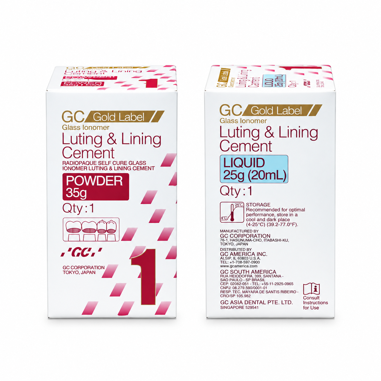 GC Gold Label 1 Luting & Lining GIC -Big Pack – 35g Powder + 25ml Liquid - Image 2
